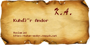 Kuhár Andor névjegykártya