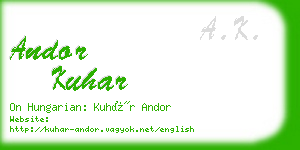 andor kuhar business card